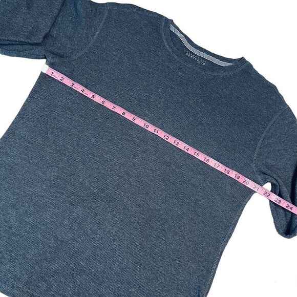 Grey Marl long sleeve waffle fabric T-shirt - Perry Ellis - Picture 4 of 7